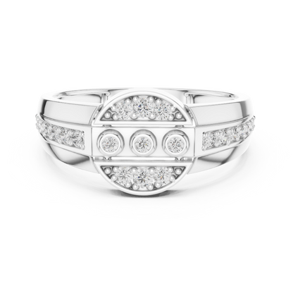 Unique Geometric Bezel & Pavé Lab Grown Diamond Ring