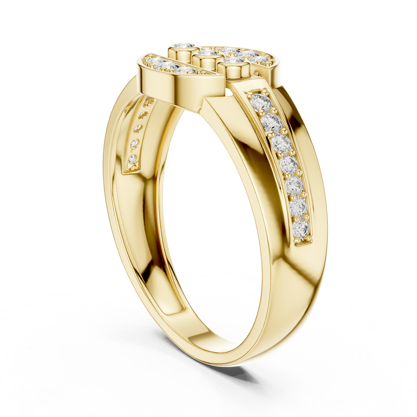Unique Geometric Bezel & Pavé Lab Grown Diamond Ring