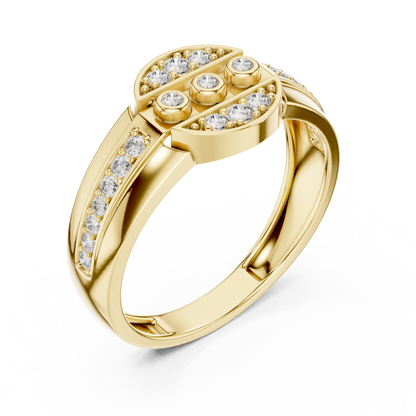 Unique Geometric Bezel & Pavé Lab Grown Diamond Ring