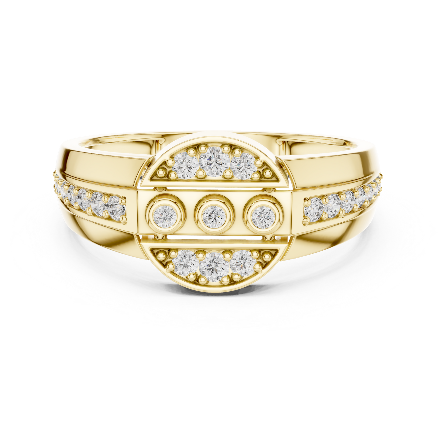Unique Geometric Bezel & Pavé Lab Grown Diamond Ring