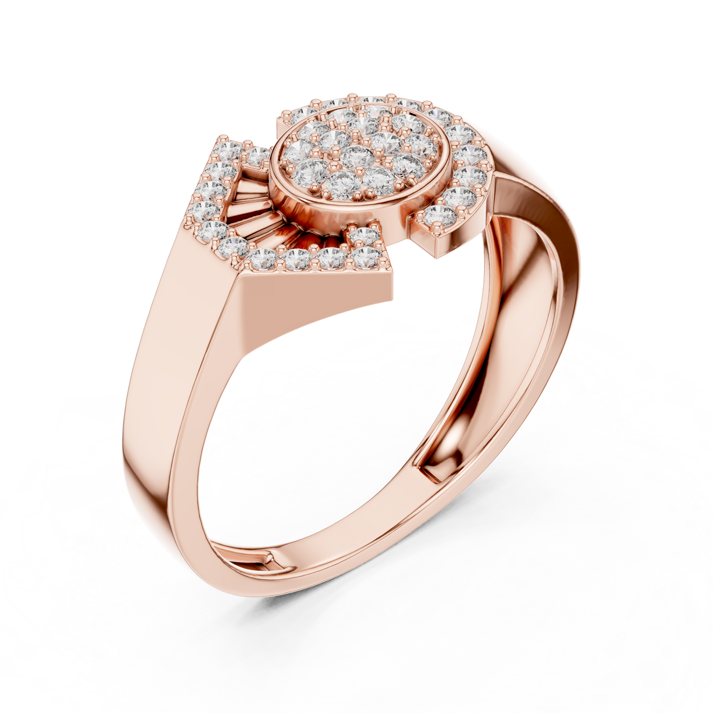 Modern Geometric Shield & Circle Lab Grown Diamond Ring