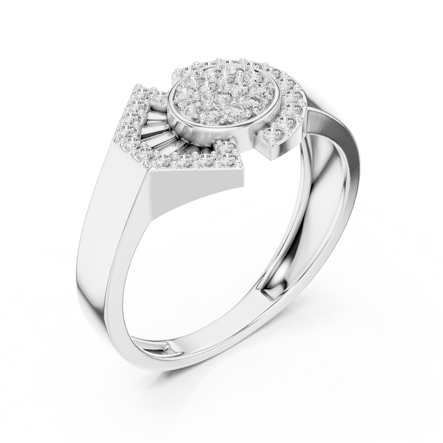 Modern Geometric Shield & Circle Lab Grown Diamond Ring