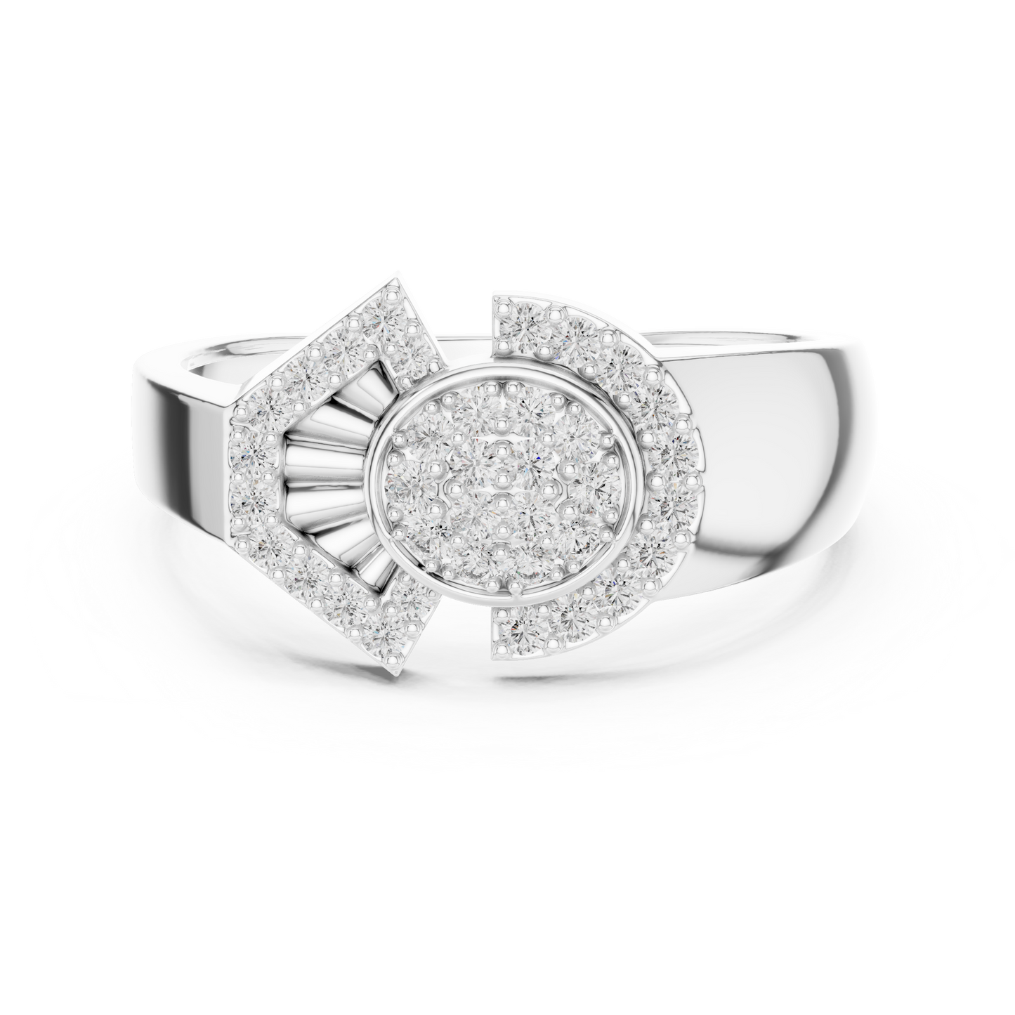 Modern Geometric Shield & Circle Lab Grown Diamond Ring