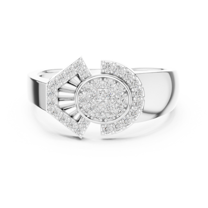 Modern Geometric Shield & Circle Lab Grown Diamond Ring