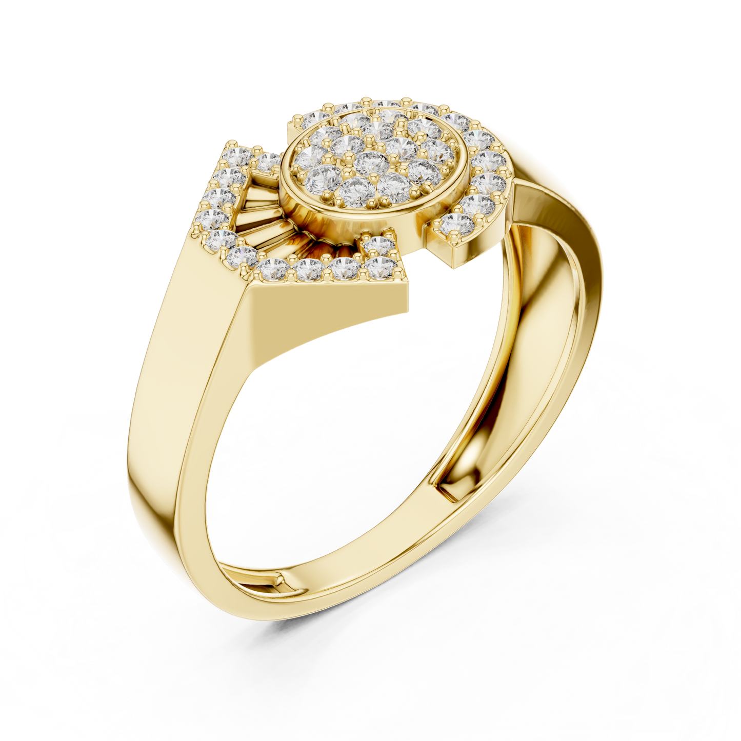 Modern Geometric Shield & Circle Lab Grown Diamond Ring