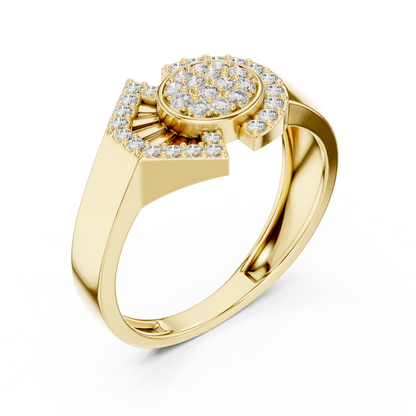 Modern Geometric Shield & Circle Lab Grown Diamond Ring