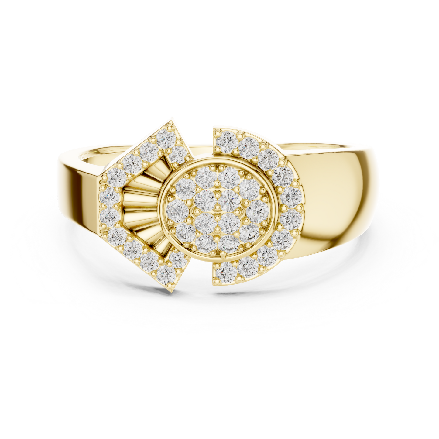 Modern Geometric Shield & Circle Lab Grown Diamond Ring