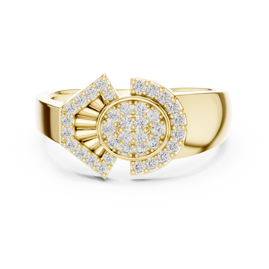 Modern Geometric Shield & Circle Lab Grown Diamond Ring