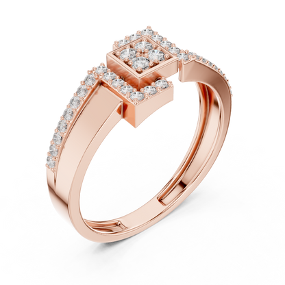 Geometric Hexagon Scaffold Round Lab Grown Diamond Ring