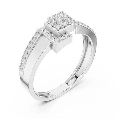 Geometric Hexagon Scaffold Round Lab Grown Diamond Ring