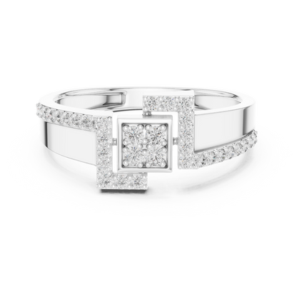 Geometric Hexagon Scaffold Round Lab Grown Diamond Ring