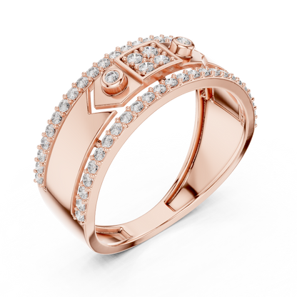 Unique Dual Track Pavé Round Lab Grown Diamond Ring