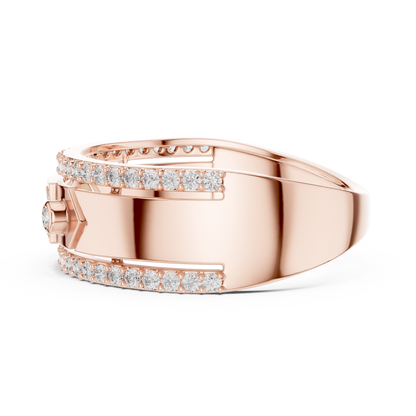 Unique Dual Track Pavé Round Lab Grown Diamond Ring