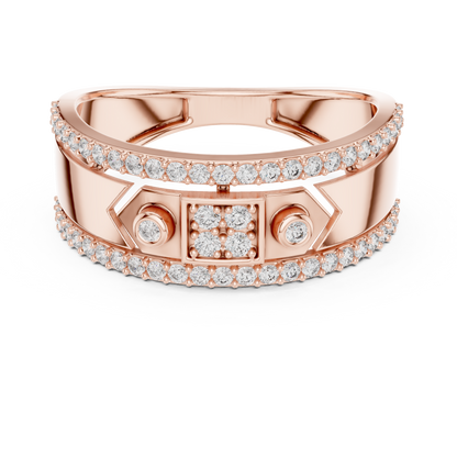 Unique Dual Track Pavé Round Lab Grown Diamond Ring