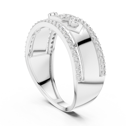 Unique Dual Track Pavé Round Lab Grown Diamond Ring