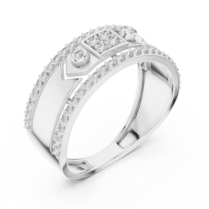 Unique Dual Track Pavé Round Lab Grown Diamond Ring