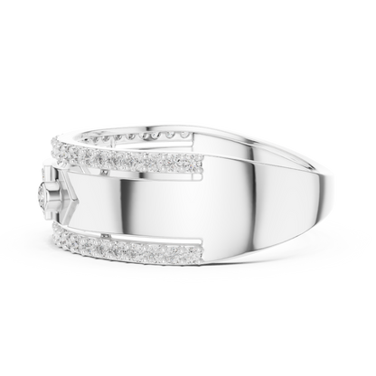 Unique Dual Track Pavé Round Lab Grown Diamond Ring