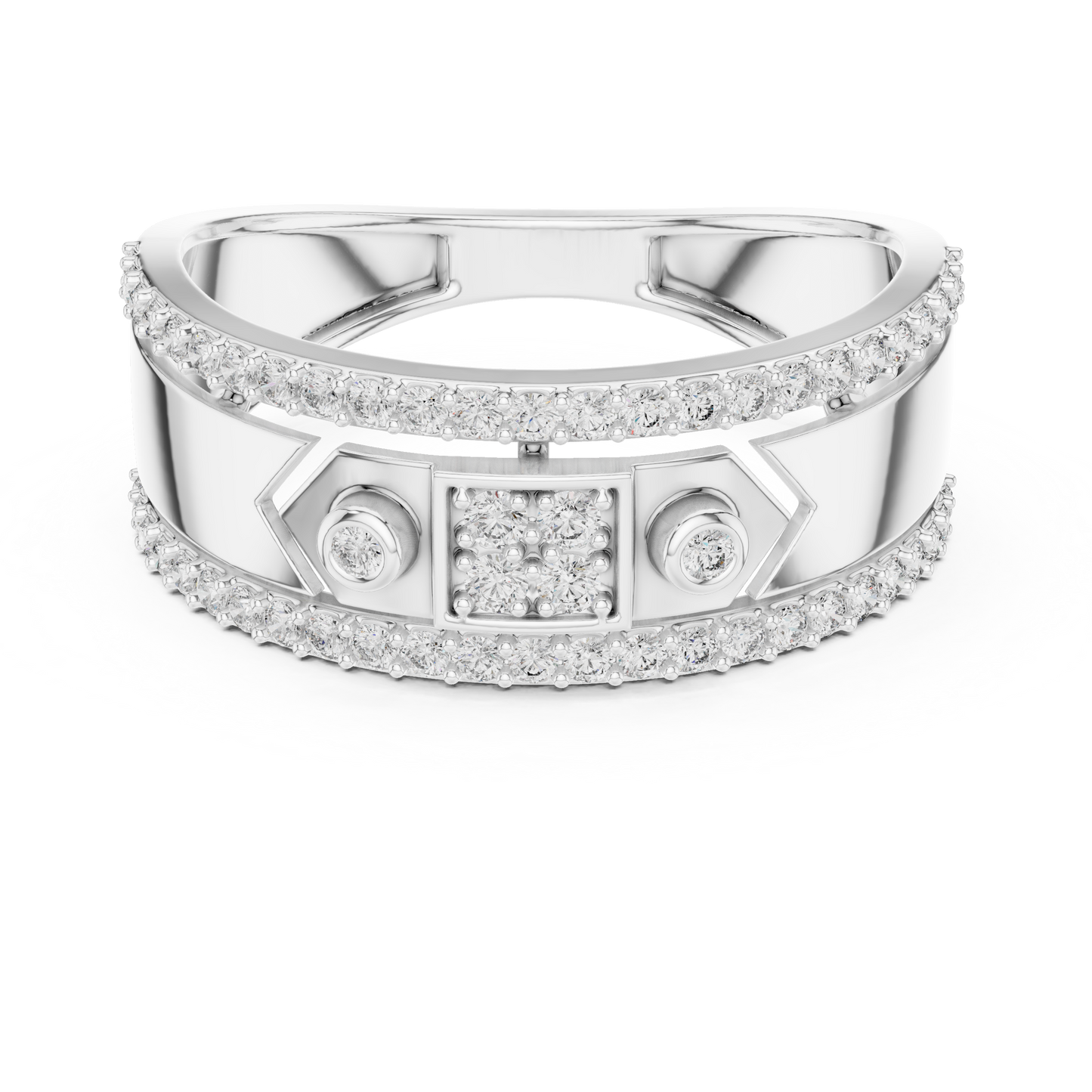 Unique Dual Track Pavé Round Lab Grown Diamond Ring