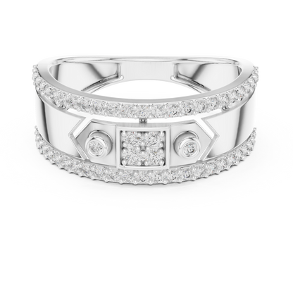 Unique Dual Track Pavé Round Lab Grown Diamond Ring