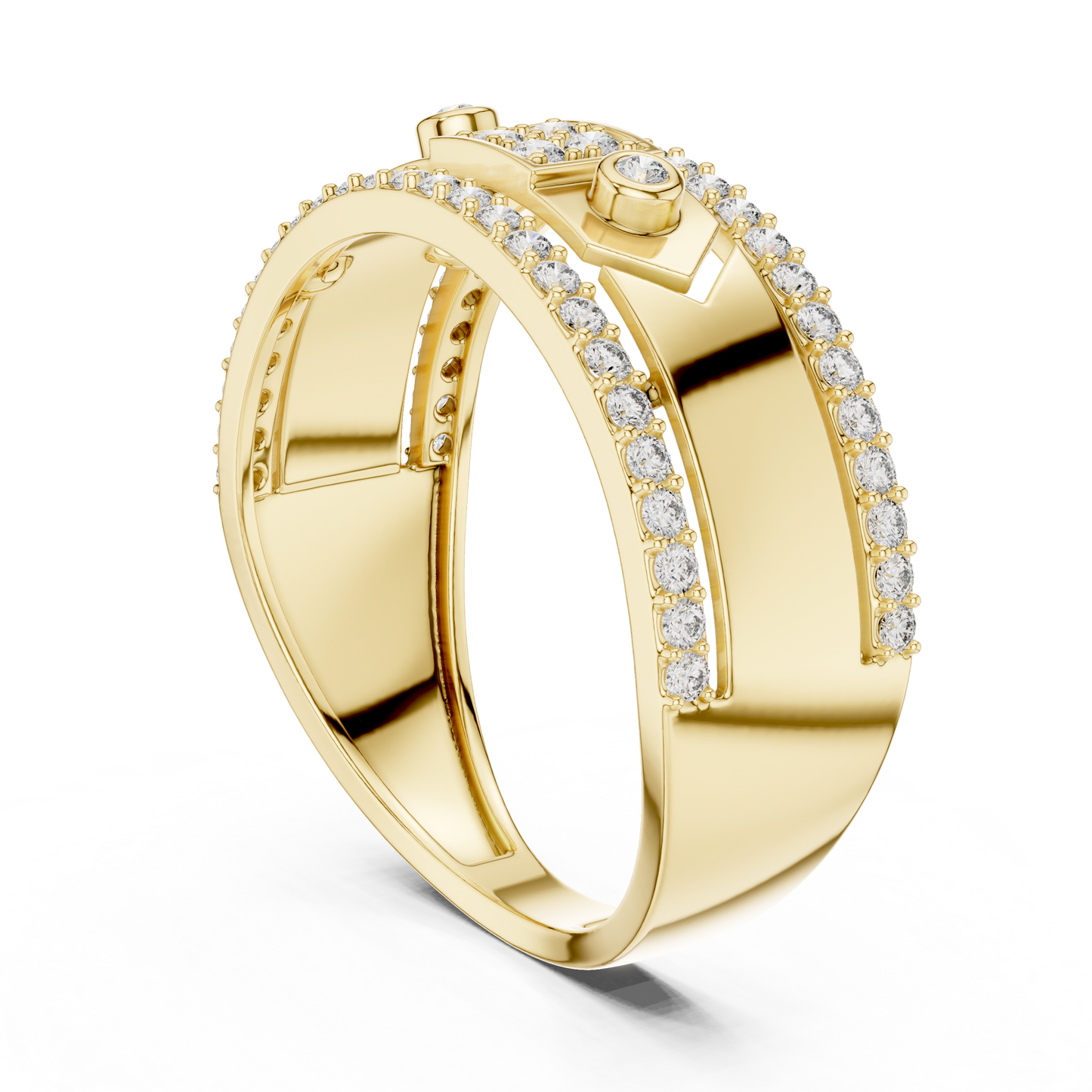 Unique Dual Track Pavé Round Lab Grown Diamond Ring