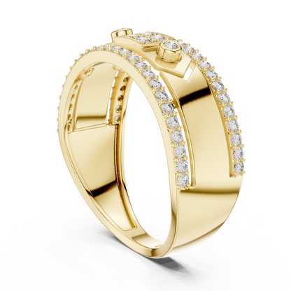 Unique Dual Track Pavé Round Lab Grown Diamond Ring