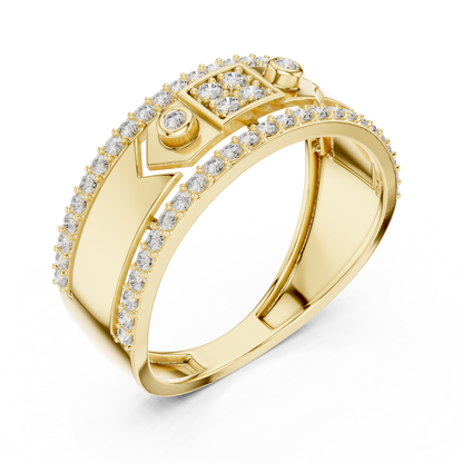 Unique Dual Track Pavé Round Lab Grown Diamond Ring
