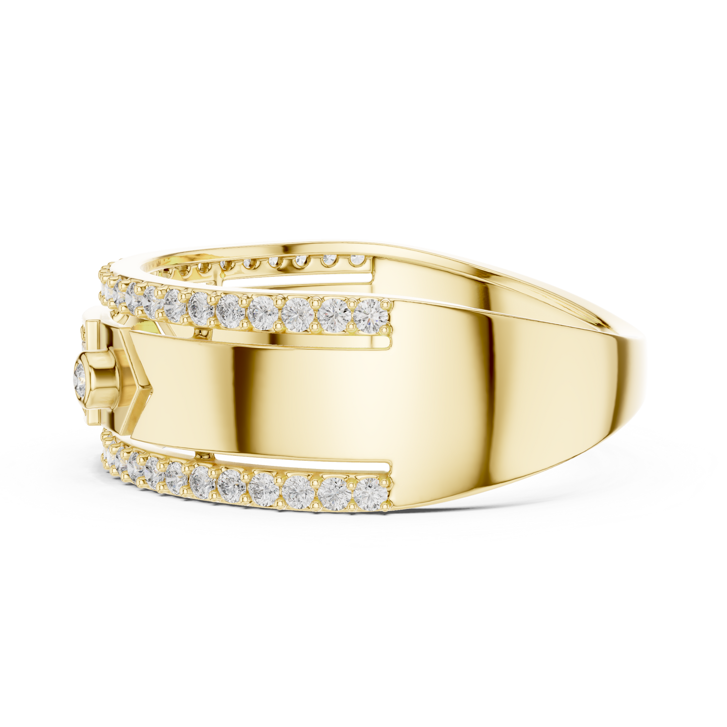 Unique Dual Track Pavé Round Lab Grown Diamond Ring