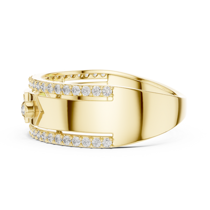 Unique Dual Track Pavé Round Lab Grown Diamond Ring