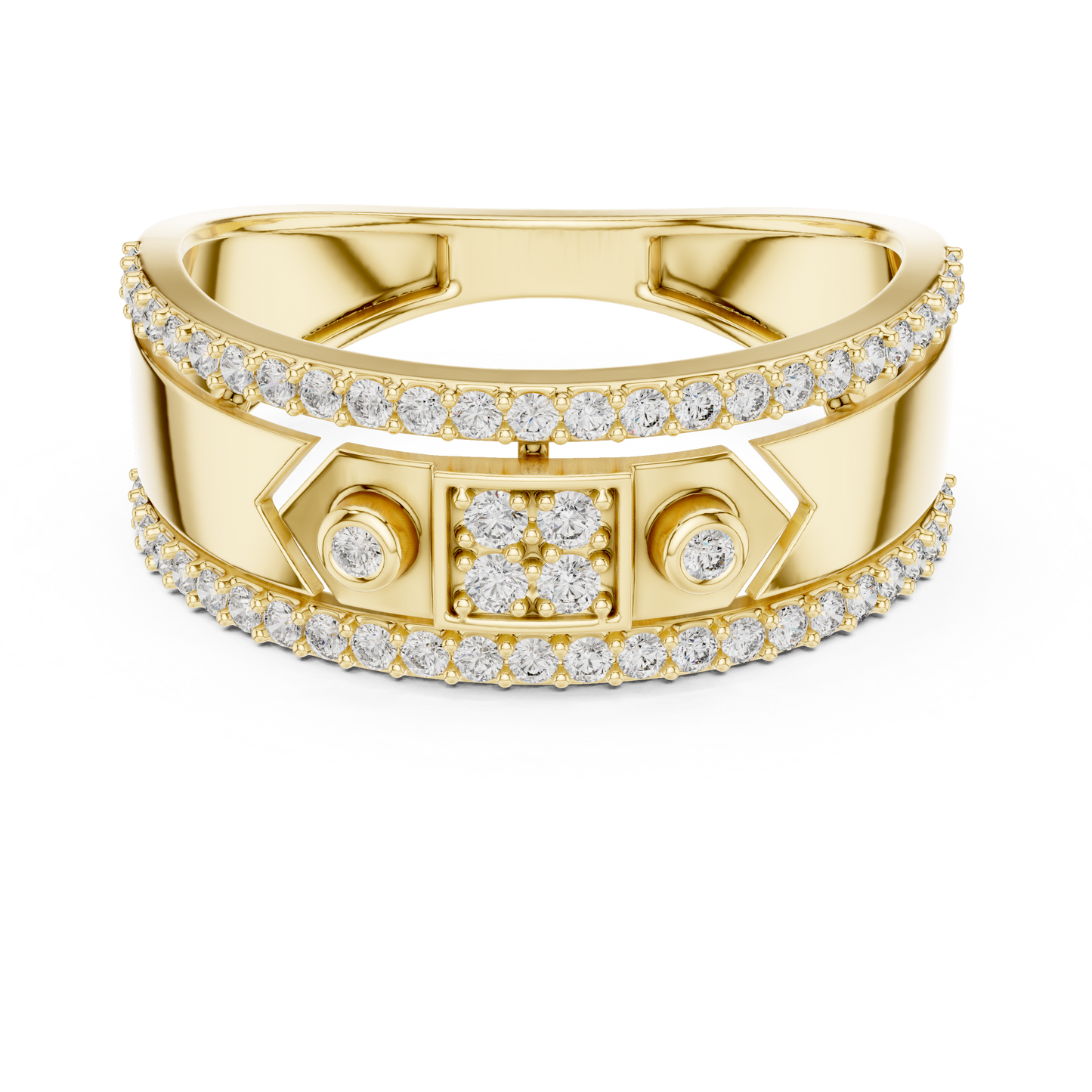 Unique Dual Track Pavé Round Lab Grown Diamond Ring