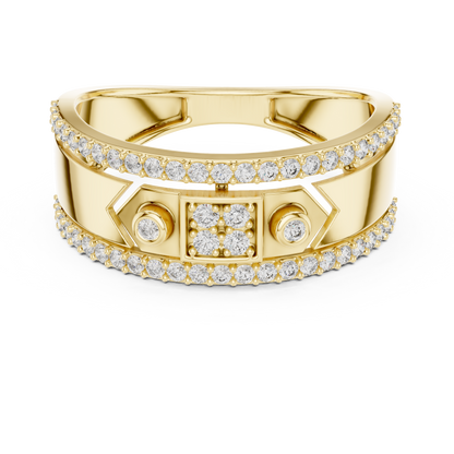 Unique Dual Track Pavé Round Lab Grown Diamond Ring