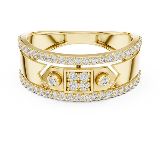 Unique Dual Track Pavé Round Lab Grown Diamond Ring
