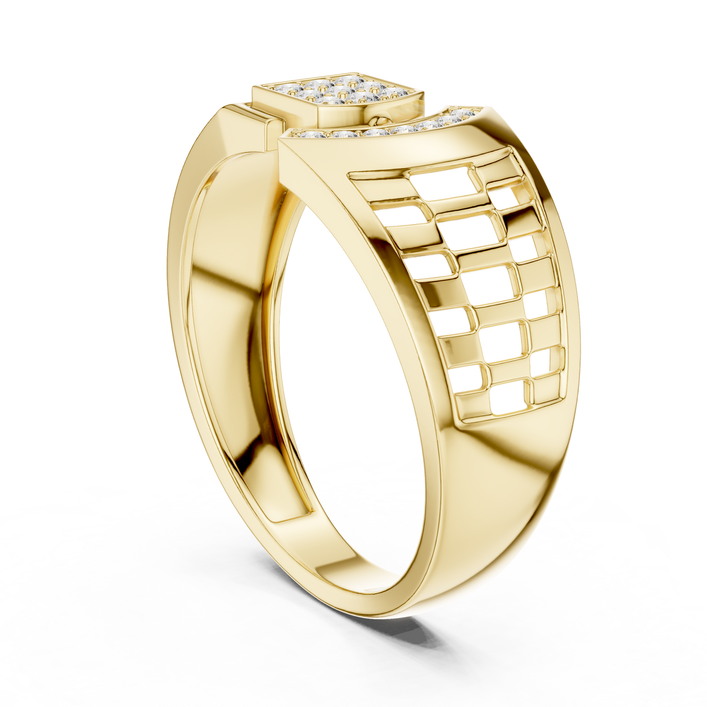 Round Cut Lab Grown Diamond Yellow Gold Engagement Ring