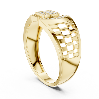 Round Cut Lab Grown Diamond Yellow Gold Engagement Ring