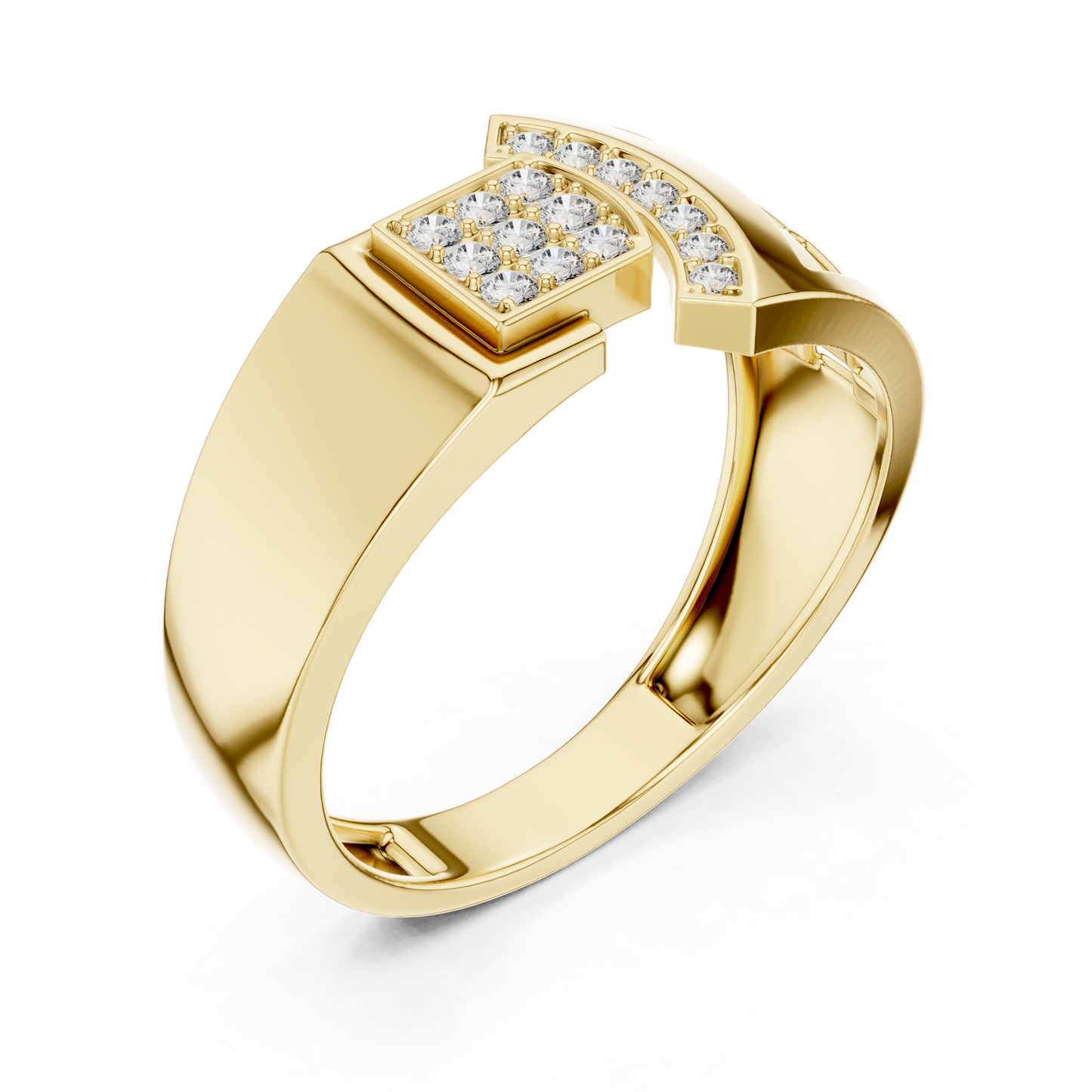 Round Cut Lab Grown Diamond Yellow Gold Engagement Ring