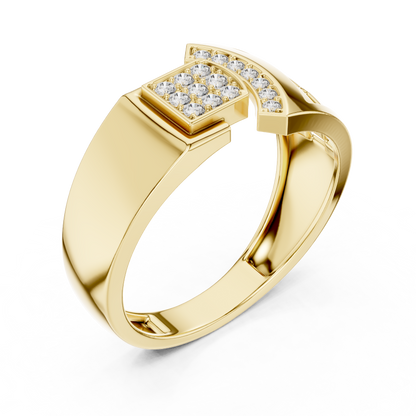 Round Cut Lab Grown Diamond Yellow Gold Engagement Ring