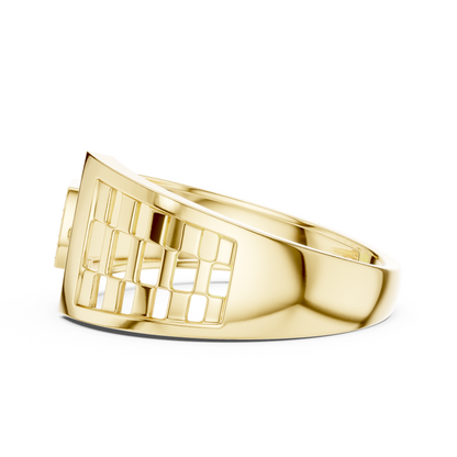 Round Cut Lab Grown Diamond Yellow Gold Engagement Ring