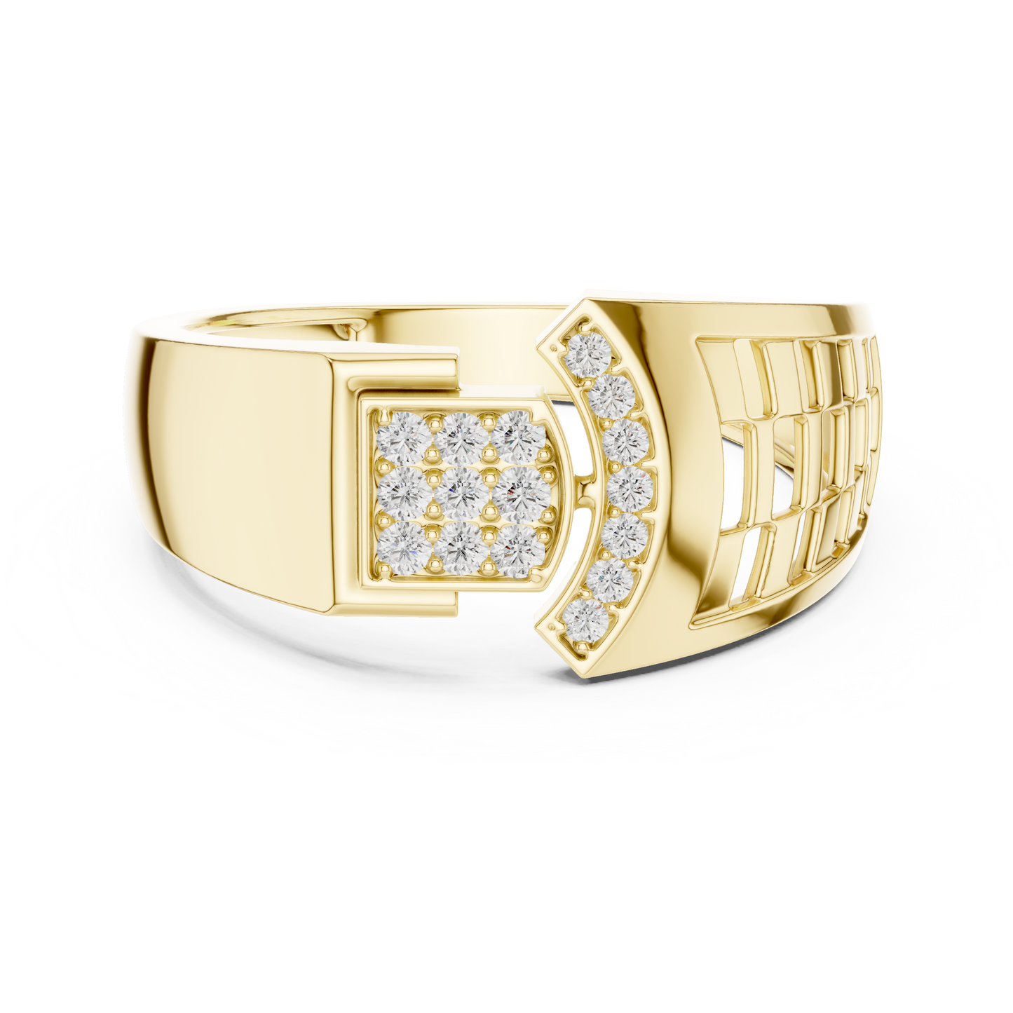 Round Cut Lab Grown Diamond Yellow Gold Engagement Ring
