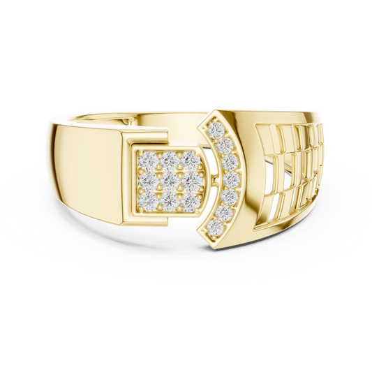 Round Cut Lab Grown Diamond Yellow Gold Engagement Ring