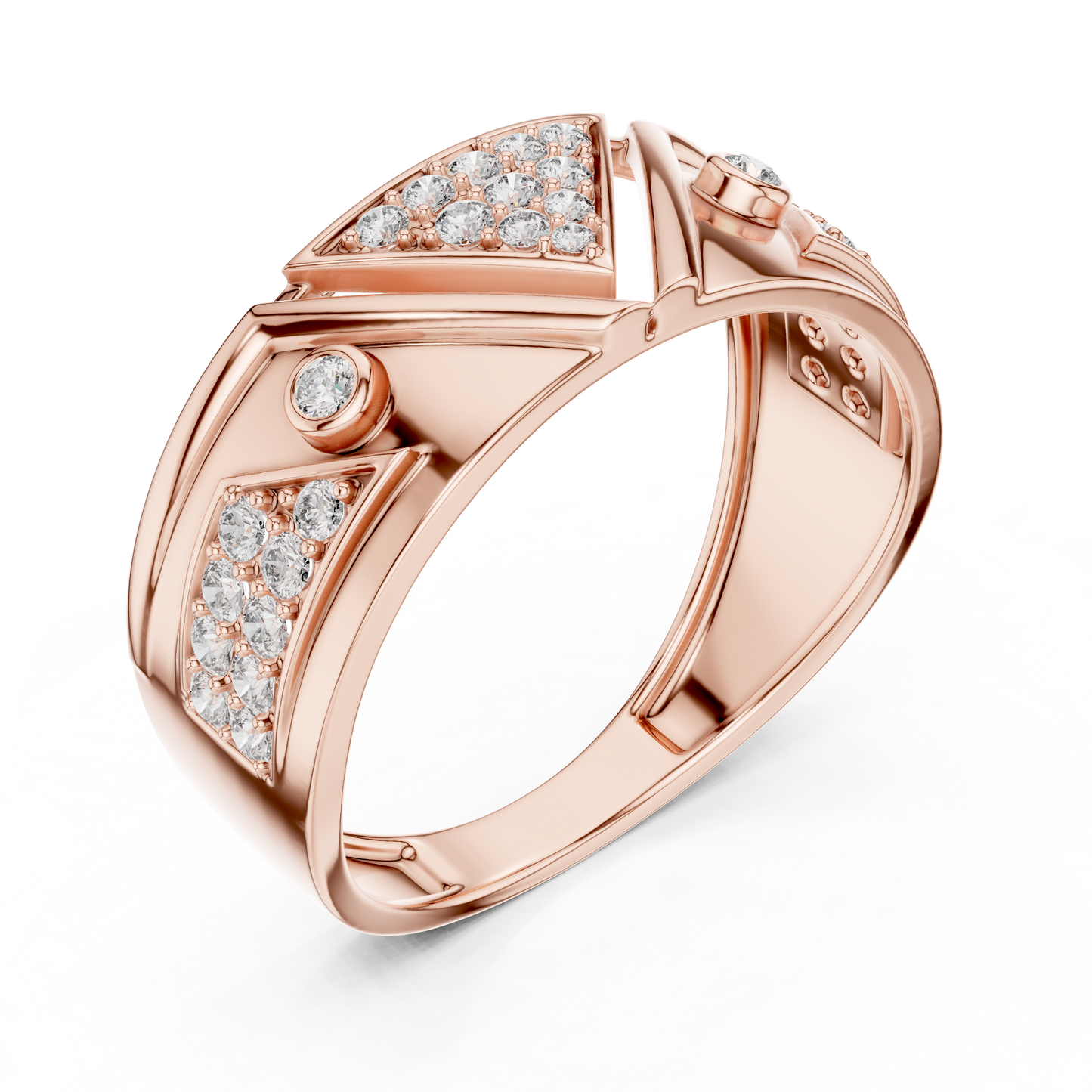 Inverted Triangle Cluster Round Lab Grown Diamond Ring