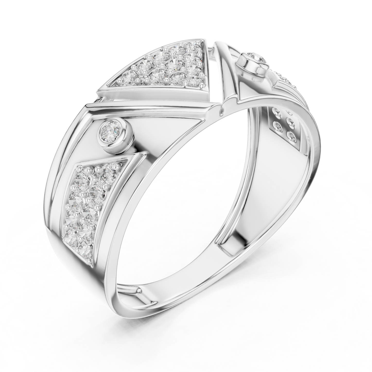 Inverted Triangle Cluster Round Lab Grown Diamond Ring