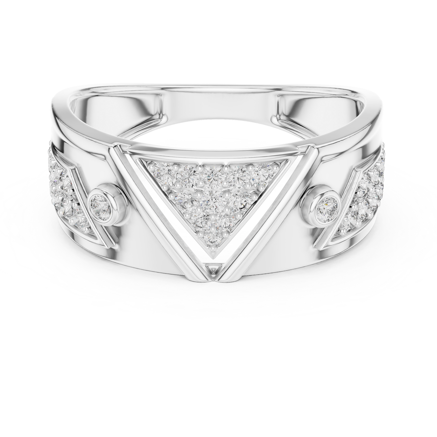 Inverted Triangle Cluster Round Lab Grown Diamond Ring