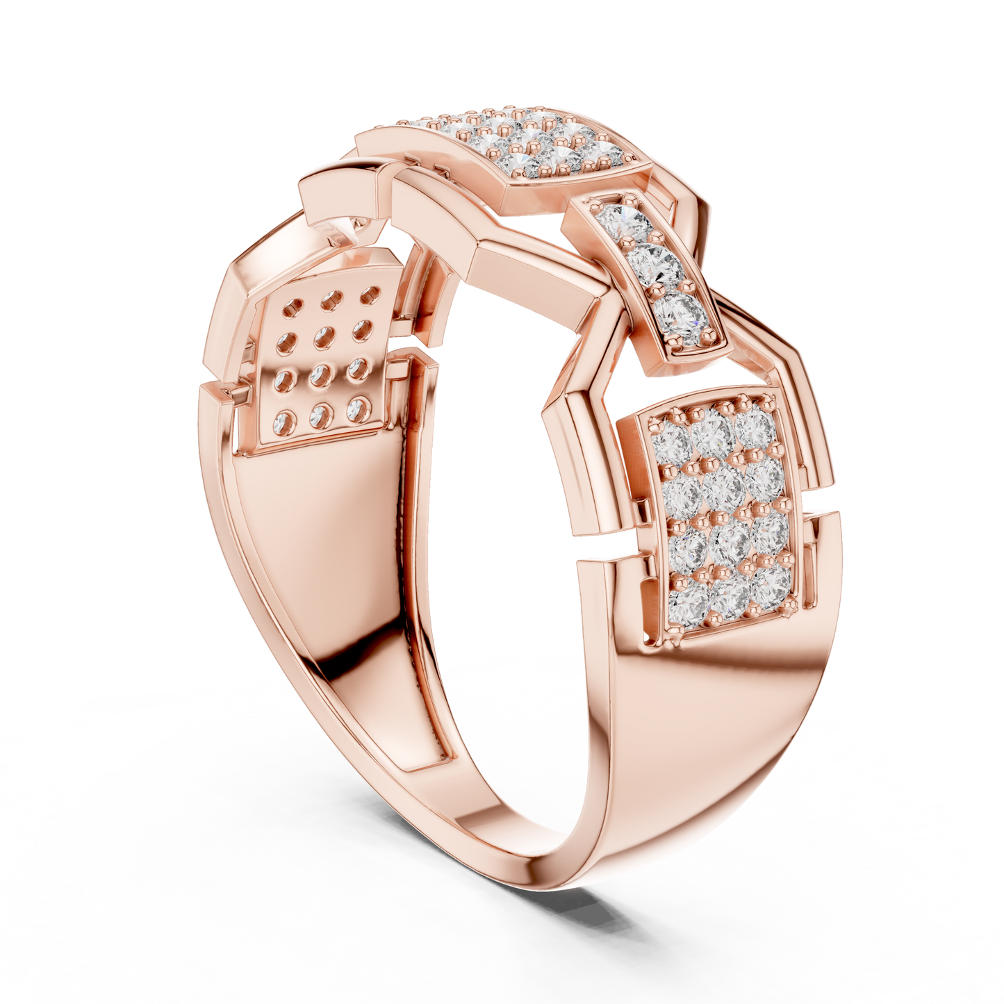 Geometric Link Lab Grown Diamond Ring in 14K Rose Gold