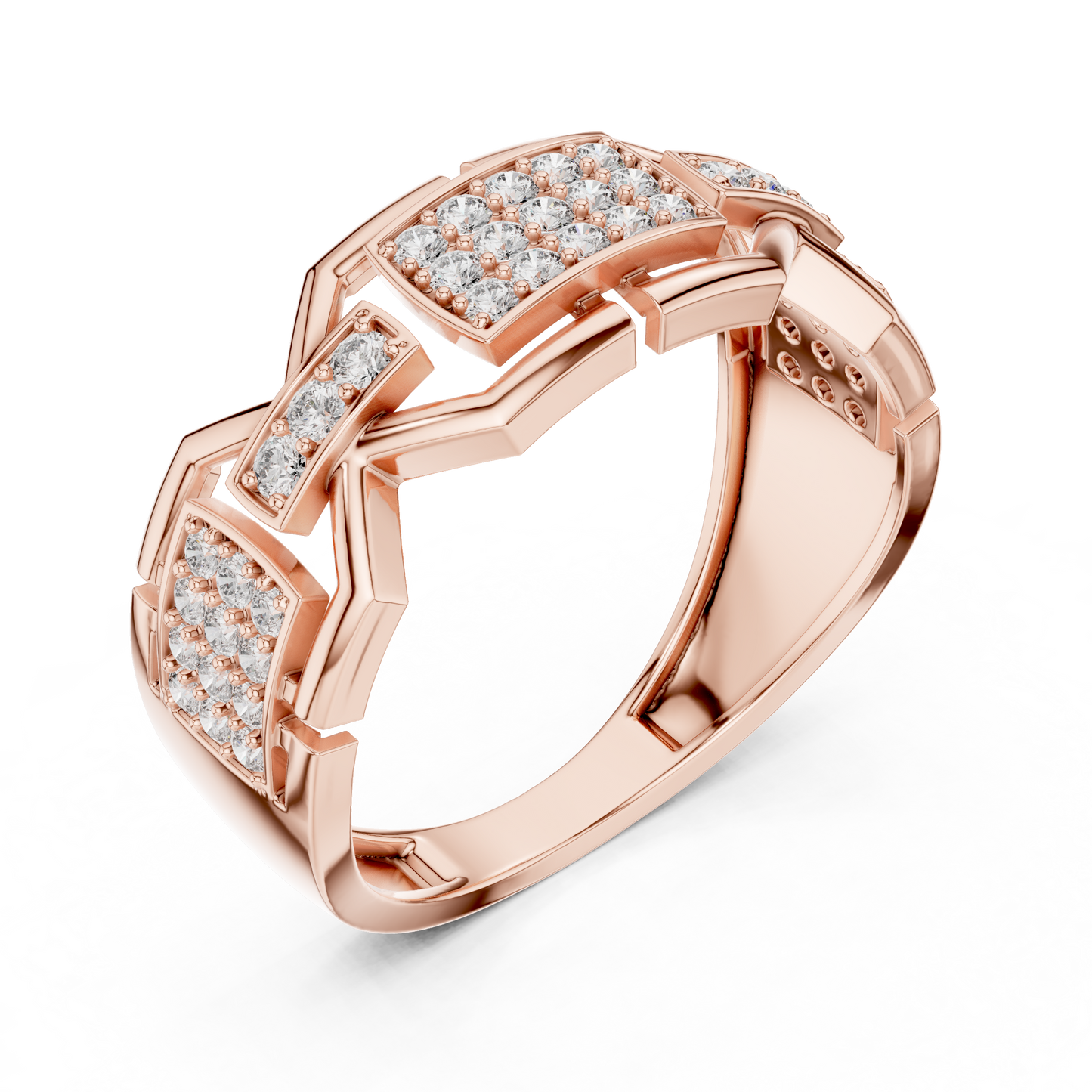 Geometric Link Lab Grown Diamond Ring in 14K Rose Gold