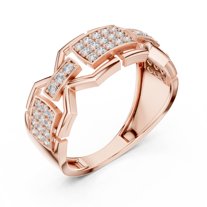 Geometric Link Lab Grown Diamond Ring in 14K Rose Gold