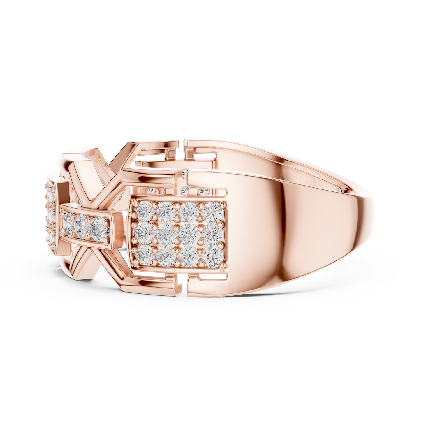 Geometric Link Lab Grown Diamond Ring in 14K Rose Gold