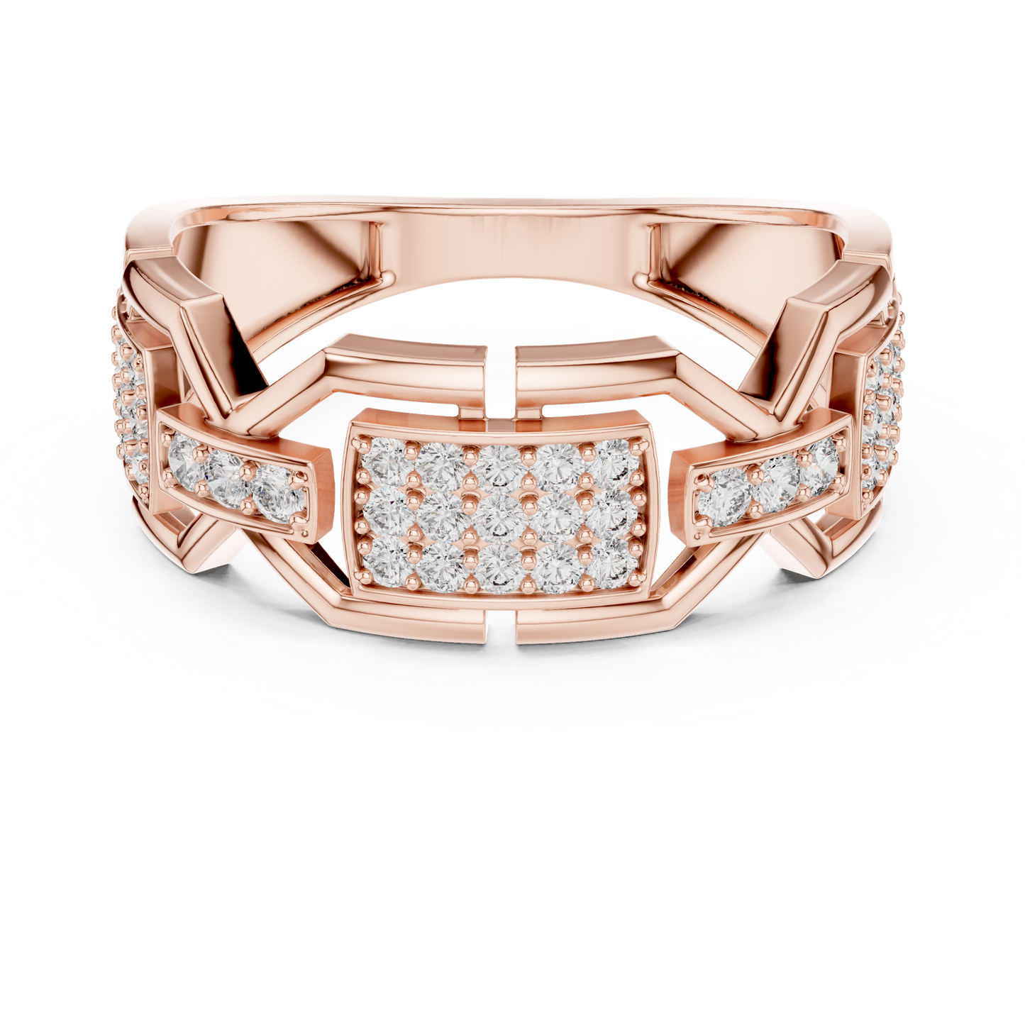 Geometric Link Lab Grown Diamond Ring in 14K Rose Gold