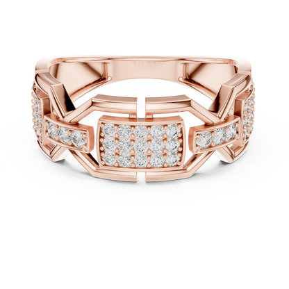 Geometric Link Lab Grown Diamond Ring in 14K Rose Gold