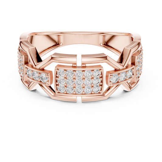 Geometric Link Lab Grown Diamond Ring in 14K Rose Gold