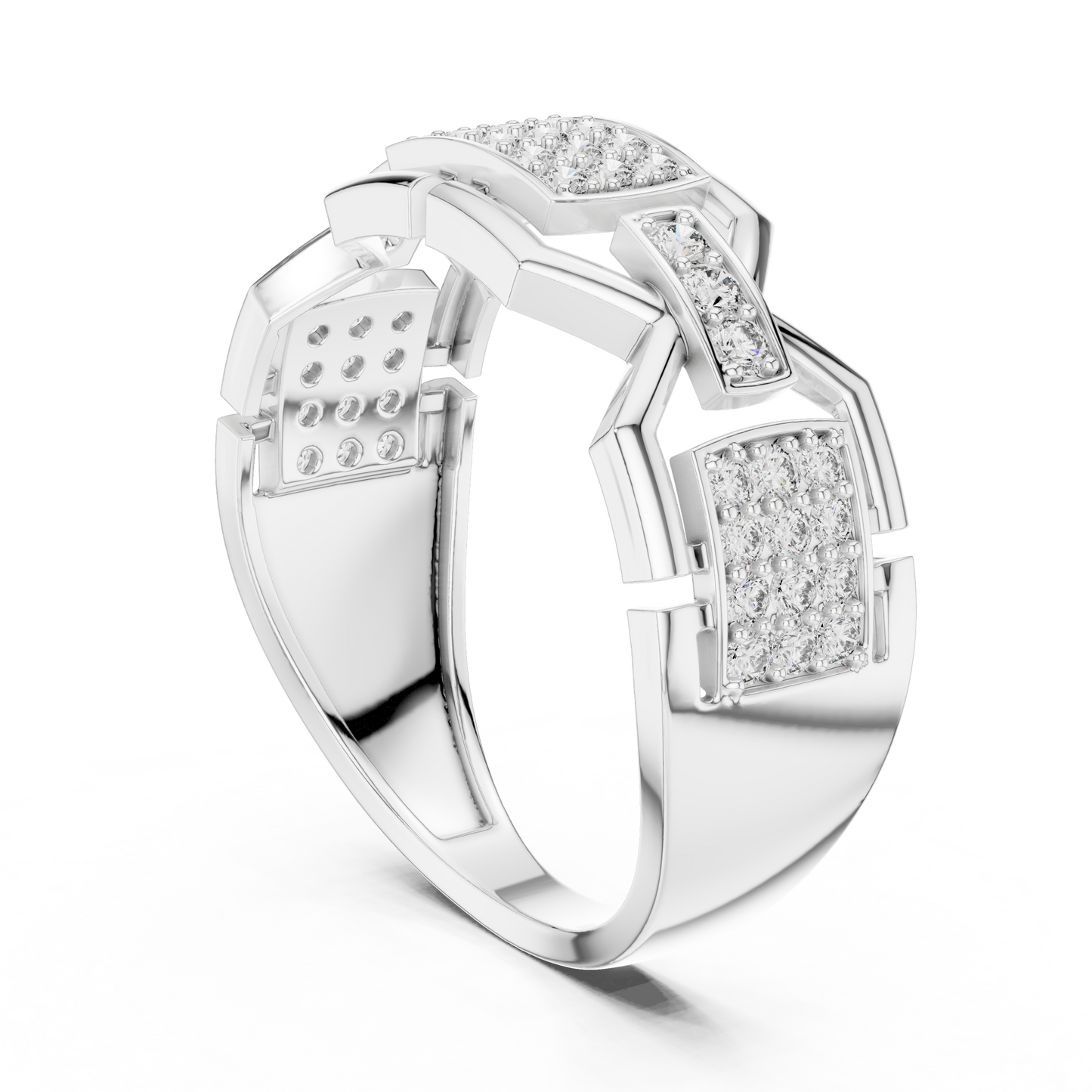 Geometric Link Lab Grown Diamond Ring in 14K Rose Gold