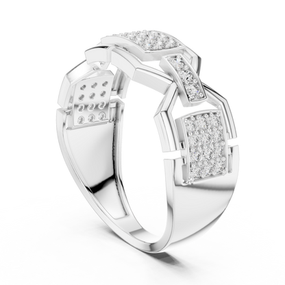 Geometric Link Lab Grown Diamond Ring in 14K Rose Gold